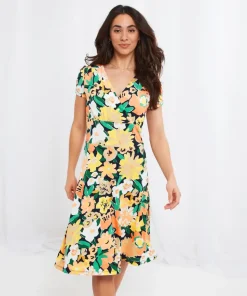 Abstract Floral Jersey Dress
