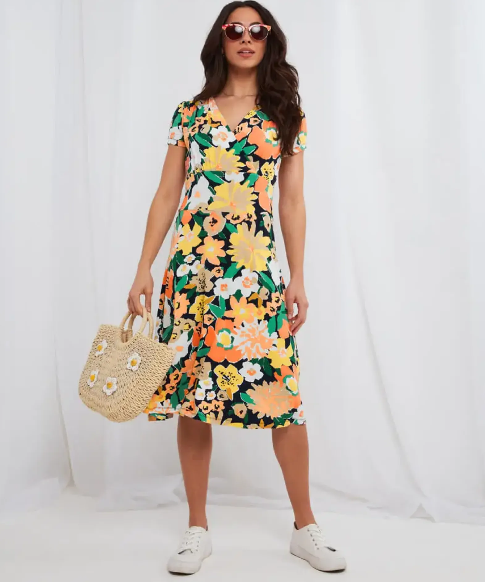 Abstract Floral Jersey Dress