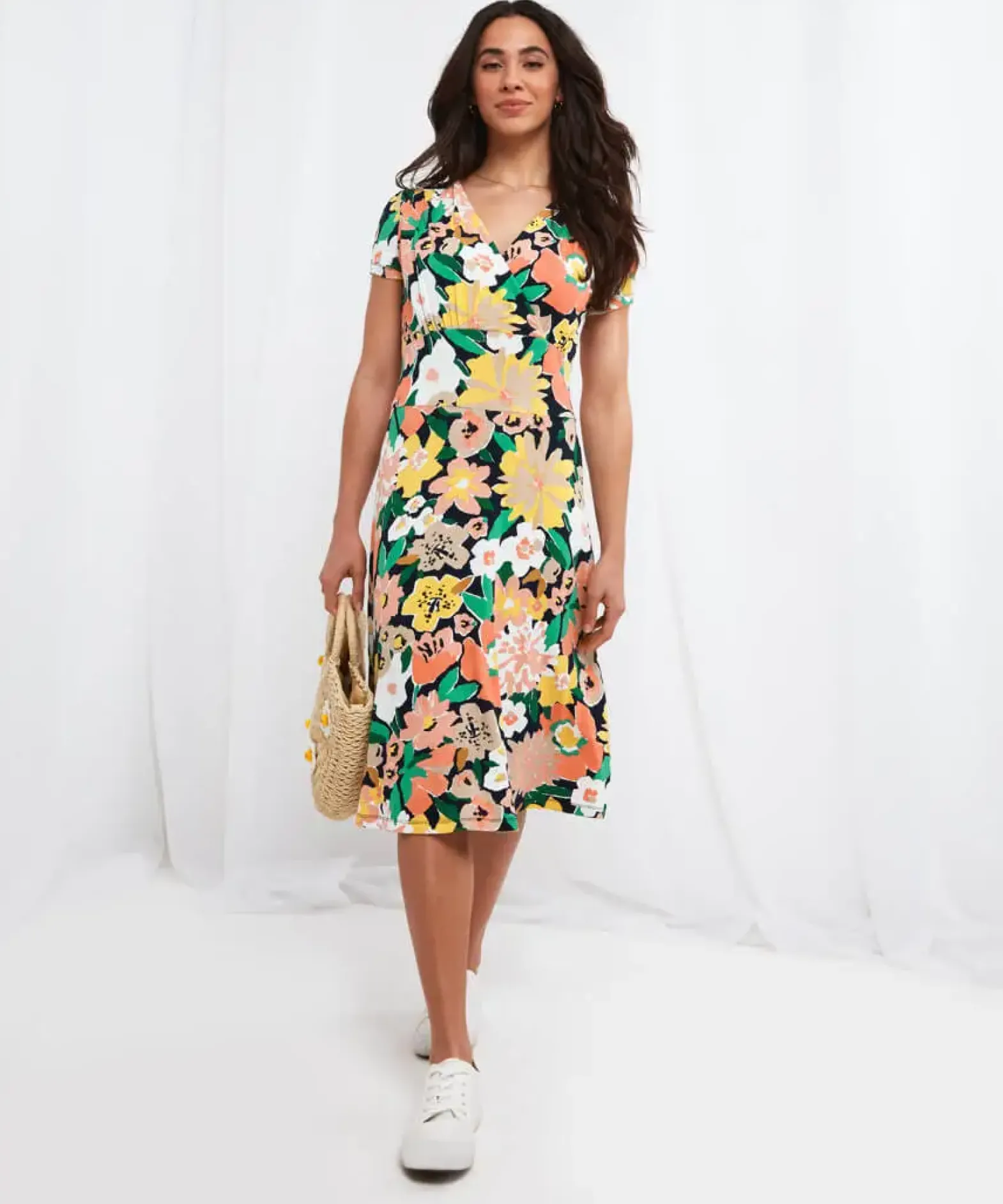 Abstract Floral Jersey Dress
