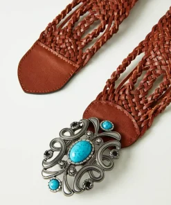 Boho Jewel Buckle Leather Belt
