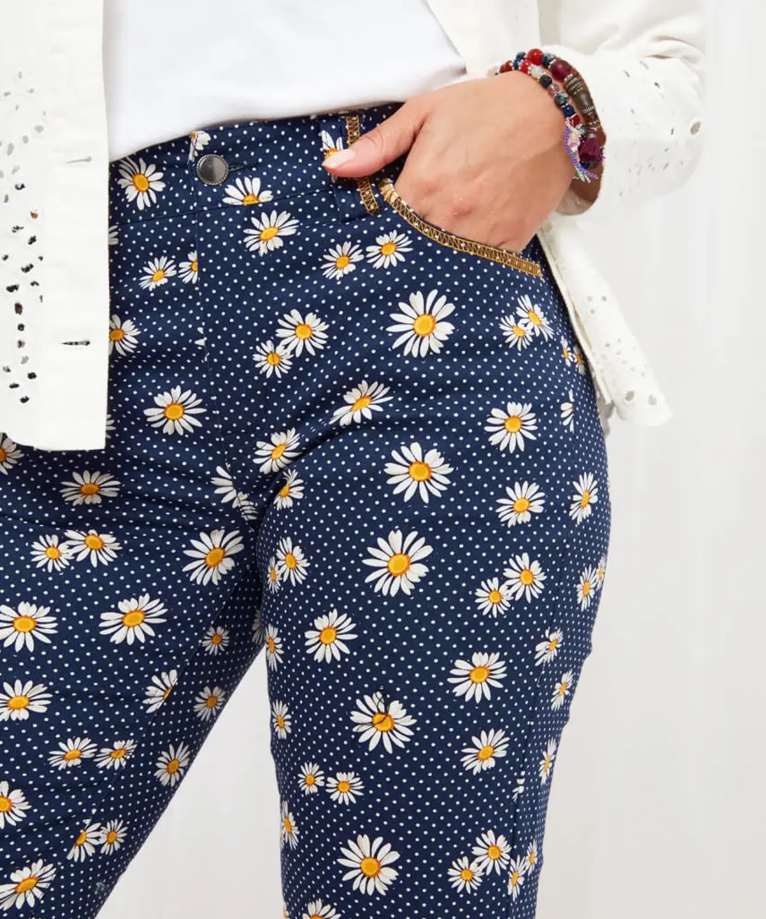Dots And Daisies Crop Trousers