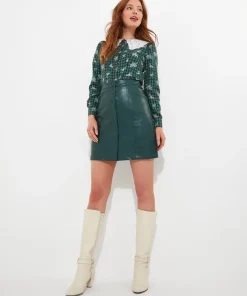 Enchanting Embroidered PU Skirt