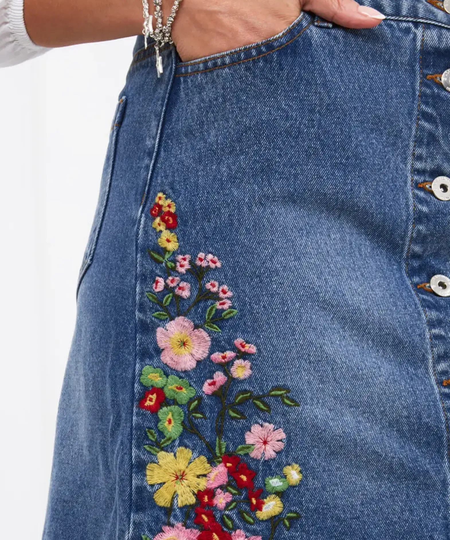 Fabulous Flora Denim Skirt