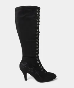 Layla Lace Up Embroidered Boots
