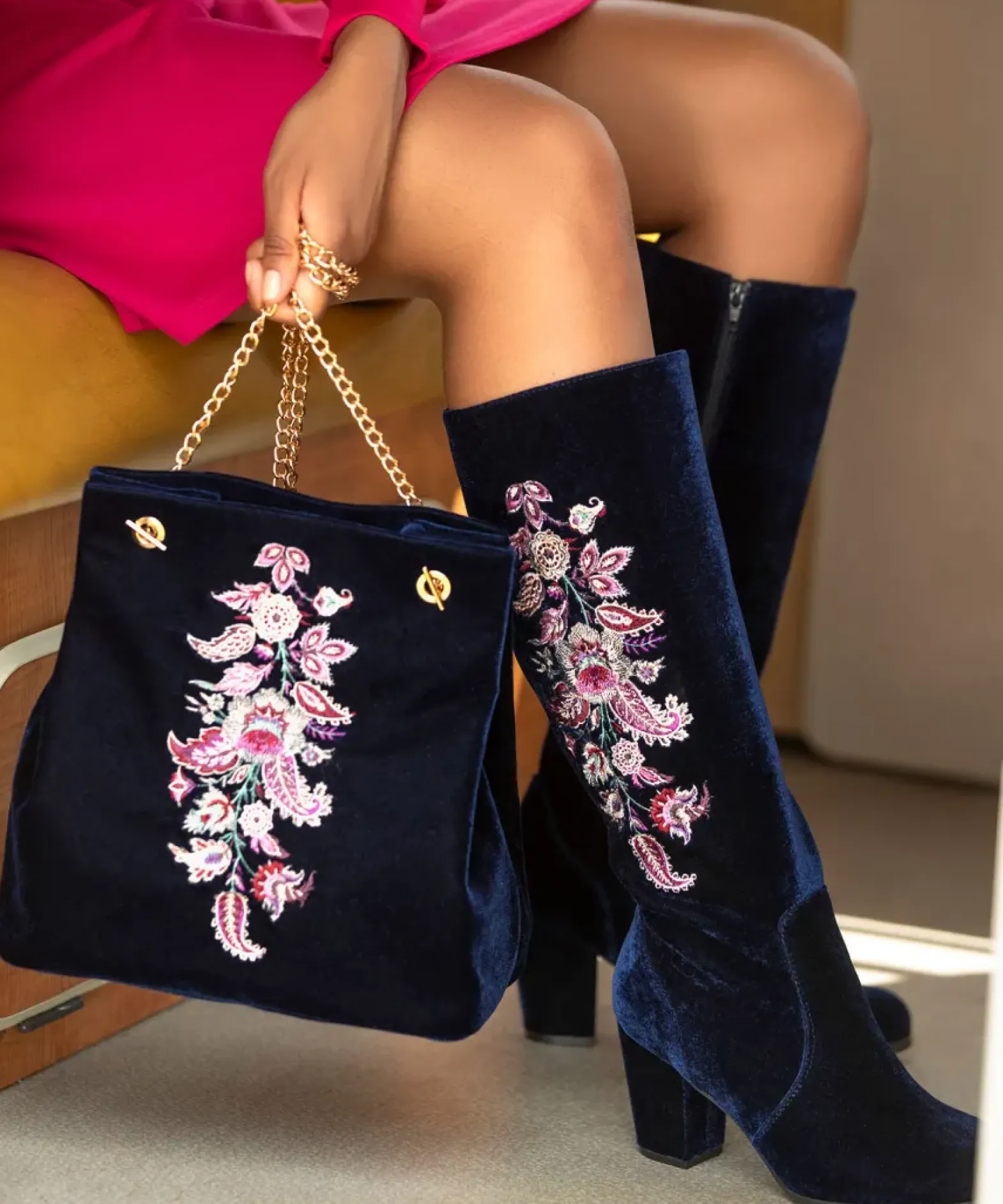 Opulence Embroidered Velvet Boots