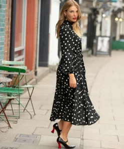 Polly Spot Pleat Dress