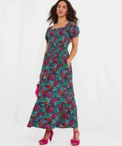 Serena Shirred Boho Dress