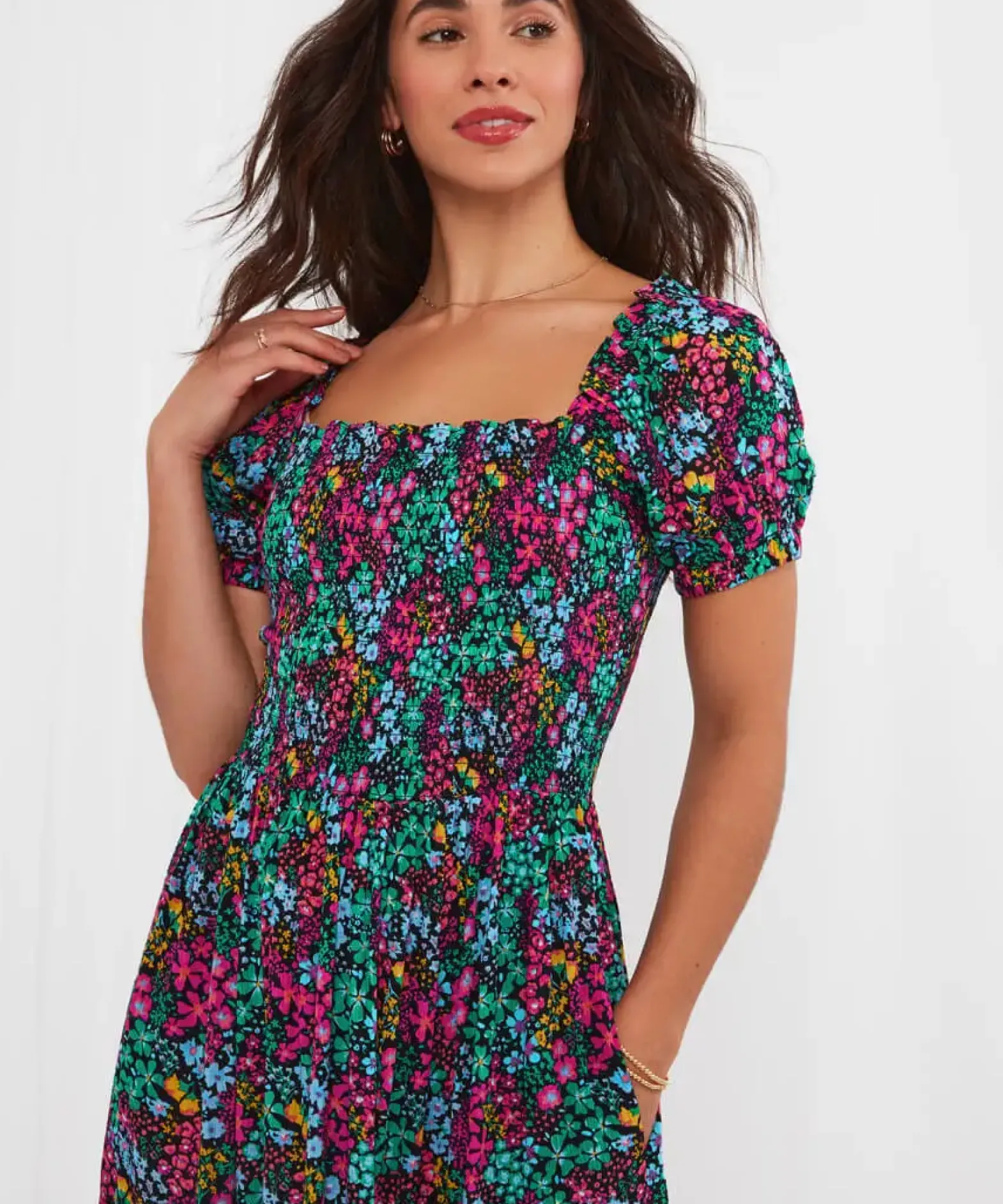 Serena Shirred Boho Dress