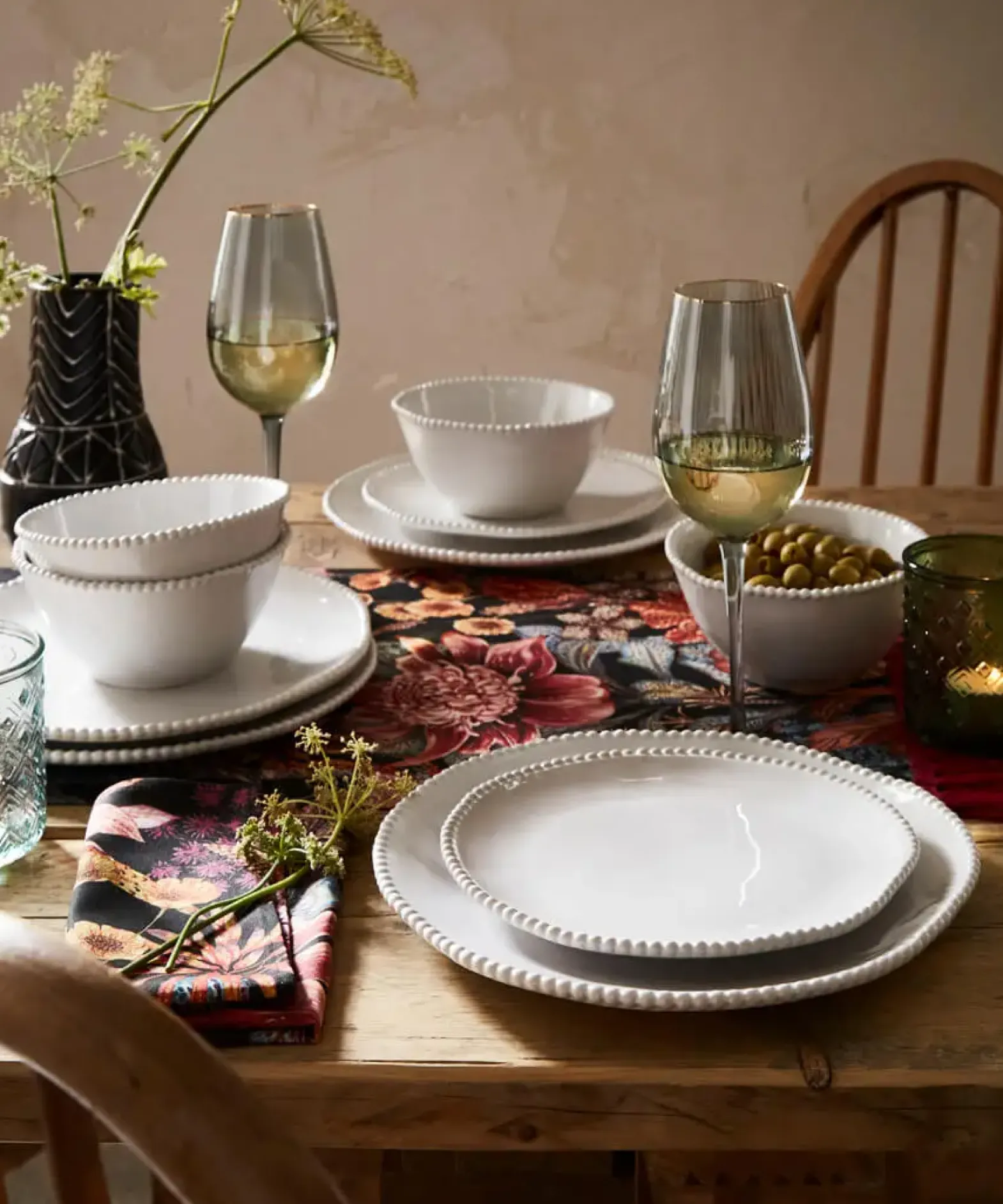 Set of 4 Organic Beaded Dinner Plates